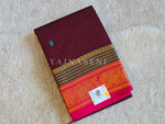 Load image into Gallery viewer, Kanchi Cotton Saree : Wine x Hot Pink
