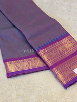 Load image into Gallery viewer, Kanchi Cotton Saree x Tall Border : Purple [Blue Undertone]
