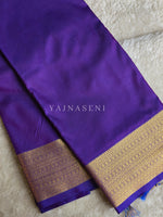 Load image into Gallery viewer, Minimalist Semi Silk Saree x Gold Zari - Violet Blue
