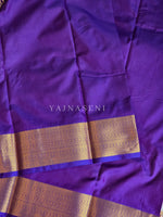 Load image into Gallery viewer, Minimalist Semi Silk Saree x Gold Zari - Violet Blue
