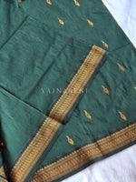 Load image into Gallery viewer, Kalyani Cotton Saree - Copper Zari : Deep Green [Copper Motif]

