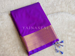 Load image into Gallery viewer, Minimalist Semi Silk Saree x Gold Zari - Purple (Blue Undertone)

