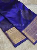 Load image into Gallery viewer, Semi Kanchi Silk x Gold Zari Saree - Royal Blue
