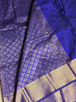 Load image into Gallery viewer, Semi Kanchi Silk x Gold Zari Saree - Royal Blue
