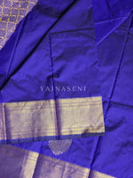 Load image into Gallery viewer, Semi Kanchi Silk x Gold Zari Saree - Royal Blue
