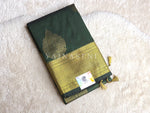 Load image into Gallery viewer, Semi Kanchi Silk x Gold Zari Saree - Timber Green
