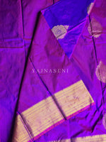 Load image into Gallery viewer, Semi Kanchi Silk x Gold Zari Saree - Purple Garnet
