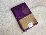 Load image into Gallery viewer, Semi Kanchi Silk x Gold Zari Saree - Dark Purple
