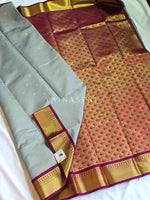 Load image into Gallery viewer, Kanchipuram Semi Silk Saree x Checkered - Grey x Maroon
