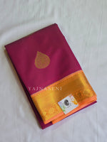 Load image into Gallery viewer, Kanchipuram Semi Silk Saree - Mulberry x Coral Peach
