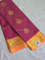 Load image into Gallery viewer, Kanchipuram Semi Silk Saree - Mulberry x Coral Peach
