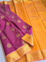 Load image into Gallery viewer, Kanchipuram Semi Silk Saree - Mulberry x Coral Peach
