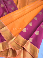 Load image into Gallery viewer, Kanchipuram Semi Silk Saree - Mulberry x Coral Peach
