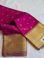 Load image into Gallery viewer, Kanchipuram Semi Silk Saree - Magenta x Olive (Dual Tone)
