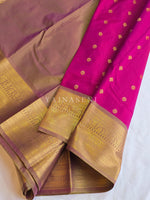 Load image into Gallery viewer, Kanchipuram Semi Silk Saree - Magenta x Olive (Dual Tone)
