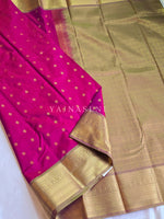 Load image into Gallery viewer, Kanchipuram Semi Silk Saree - Magenta x Olive (Dual Tone)
