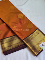 Load image into Gallery viewer, Kanchipuram Semi Silk Saree - Burnt Orange x Deep Wine

