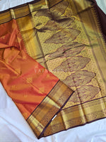 Load image into Gallery viewer, Kanchipuram Semi Silk Saree - Burnt Orange x Deep Wine
