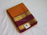 Load image into Gallery viewer, Kanchipuram Semi Silk Saree x Dual Gap Border - Burnt Orange x Maroon
