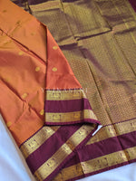 Load image into Gallery viewer, Kanchipuram Semi Silk Saree x Dual Gap Border - Burnt Orange x Maroon

