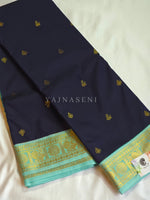 Load image into Gallery viewer, Kanchipuram Semi Silk Saree - Dark Blue x Baby Blue
