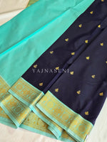 Load image into Gallery viewer, Kanchipuram Semi Silk Saree - Dark Blue x Baby Blue
