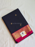 Load image into Gallery viewer, Kanchipuram Semi Silk Saree - Midnight Blue x Rani Pink x Magenta
