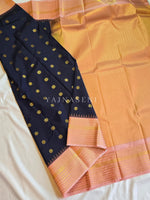 Load image into Gallery viewer, Kanchipuram Semi Silk Saree - Midnight Blue x Pastel Pink
