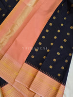 Load image into Gallery viewer, Kanchipuram Semi Silk Saree - Midnight Blue x Pastel Pink
