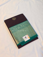 Load image into Gallery viewer, Kanchipuram Semi Silk Saree - Dark Brown x Green
