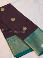 Load image into Gallery viewer, Kanchipuram Semi Silk Saree - Dark Brown x Green
