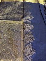 Load image into Gallery viewer, Monochrome Series : Semi Kanchi Silk Saree - Midnight Blue
