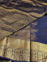 Load image into Gallery viewer, Monochrome Series : Semi Kanchi Silk Saree - Midnight Blue
