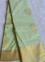 Load image into Gallery viewer, Color Block Series : Semi Kanchi Silk Saree - Pastel Green x Sweet Pink
