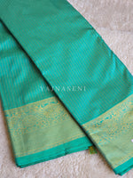 Load image into Gallery viewer, Vaira oosi x Checkered Saree - Turquoise Green
