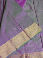 Load image into Gallery viewer, Vaira oosi x Checkered Saree - Aurora Borealis Green (Purple-Green Undertone)
