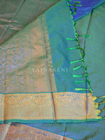 Load image into Gallery viewer, Vaira oosi x Checkered Saree - Peacock
