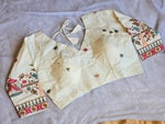 Load image into Gallery viewer, Cream x Multicolour : Readymade blouse [LOVE BIRDS]
