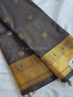 Load image into Gallery viewer, Mini Mayil Motifs x Semi Soft Silk Saree - Espresso Brown
