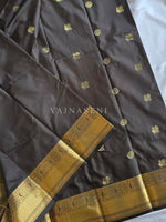Load image into Gallery viewer, Mini Mayil Motifs x Semi Soft Silk Saree - Espresso Brown
