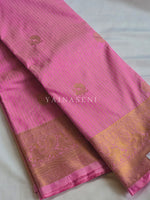 Load image into Gallery viewer, Vaira Oosi Checkered x Peacock Semi Silk Saree - Pink
