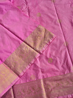 Load image into Gallery viewer, Vaira Oosi Checkered x Peacock Semi Silk Saree - Pink
