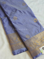 Load image into Gallery viewer, Vaira Oosi Checkered x Peacock Semi Silk Saree - Periwinkle Blue
