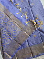 Load image into Gallery viewer, Vaira Oosi Checkered x Peacock Semi Silk Saree - Periwinkle Blue
