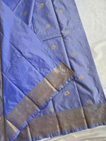 Load image into Gallery viewer, Vaira Oosi Checkered x Peacock Semi Silk Saree - Periwinkle Blue
