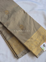 Load image into Gallery viewer, Vaira Oosi Checkered x Peacock Semi Silk Saree - Harbor Grey
