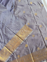 Load image into Gallery viewer, Vaira Oosi Checkered x Peacock Semi Silk Saree - Steel Grey
