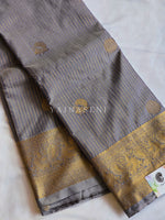 Load image into Gallery viewer, Vaira Oosi Checkered x Peacock Semi Silk Saree - Steel Grey
