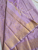 Load image into Gallery viewer, Vaira Oosi Checkered x Peacock Semi Silk Saree - Lavender
