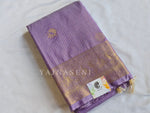 Load image into Gallery viewer, Vaira Oosi Checkered x Peacock Semi Silk Saree - Dark Lavender
